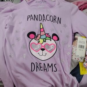 Freestyle Pandacorn Dreams Kids Pajamas - Purple Sz 12 Long Pants & Sleeves NWT